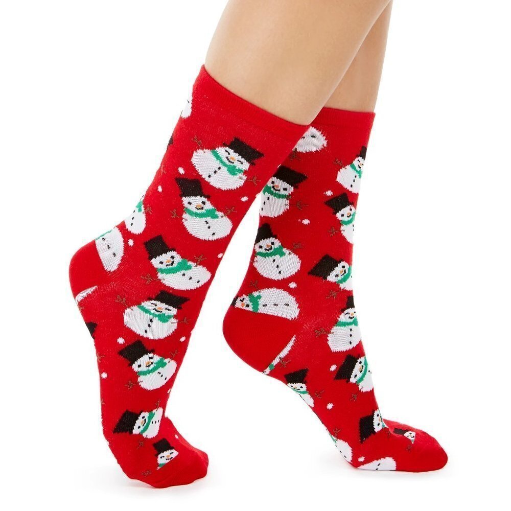 Charter Club Women Size 9-11 Frosty the Snowman Christmas Holiday Crew Socks Red